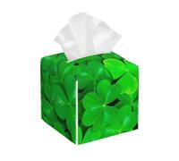 Funda de Piel Clover Square para Caja de pañuelos - Organizador Decorativo prémium con Base Antideslizante para tocador de baño, mesita de Noche y encimera.