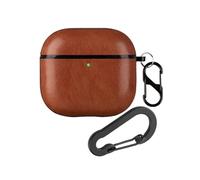 Funda de piel compatible con AirPods 4, funda protectora de cuero retro duradero a prueba de golpes con 2 llaveros para Apple AirPods de 4ª generación (marrón)