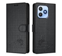 Funda de piel compatible con Honor X8D 4G Abroad Funda tipo cartera con bloqueo RFID, de piel sintética, con tapa, tarjetero de crédito, a prueba de golpes, para mujeres y hombres, color negro