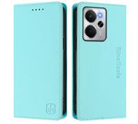 Funda de piel compatible con Realme 14 5G Abroad Domestic/Realme P3 5G India/Realme P3 5G Abroad/Realme 14T 5G Abroad/Realme Neo7X 5G Domestic Premium Funda tipo cartera (verde menta)