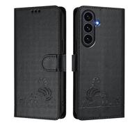 Funda de piel compatible con Samsung Galaxy S25 FE con bloqueo RFID, de piel sintética, con tapa, tarjetero de crédito, a prueba de golpes, para mujeres y hombres, color negro