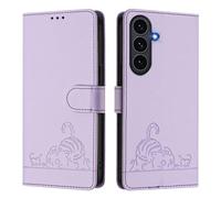Funda de piel compatible con Samsung Galaxy S25 FE con bloqueo RFID, de piel sintética, con tapa, tarjetero de crédito, a prueba de golpes, para mujeres y hombres, color morado