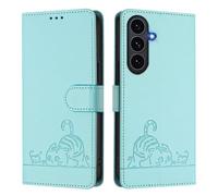 Funda de piel compatible con Samsung Galaxy S25 FE con bloqueo RFID, de piel sintética, con tapa, tarjetero de crédito, a prueba de golpes, para mujeres y hombres. Verde menta