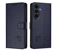 Funda de piel compatible con Samsung Galaxy S25 FE con bloqueo RFID, de piel sintética, con tapa, tarjetero de crédito, a prueba de golpes, para mujeres y hombres, color azul