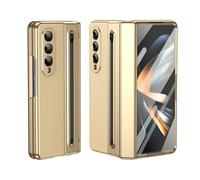Funda de piel compatible con Samsung Galaxy Z Fold 4 con soporte para lápiz capacitivo y protector de pantalla integrado, funda delgada a prueba de golpes con S Pen y ranura para bolígrafo Z Fold 4