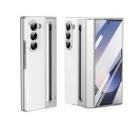 Funda de piel compatible con Samsung Galaxy Z Fold 6 con soporte para lápiz capacitivo y protector de pantalla integrado, funda delgada a prueba de golpes con S Pen y ranura para bolígrafo Z Fold 6