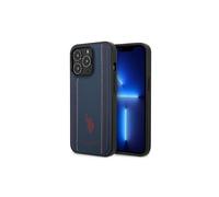 Funda de piel con costuras de US Polo para iPhone 14 Pro Max, color azul marino