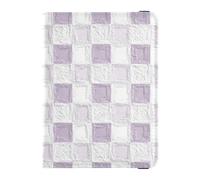 Funda de piel con diseño de cuadros púrpura y blanco con diseño de cuadros para pasaporte, funda para tarjetas de vacunación, organizador de documentos, accesorios ligeros, Óleo sobre lienzo patrón a