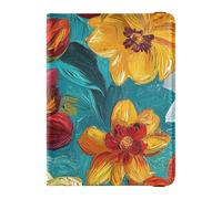 Funda de piel con diseño de orquídea y flores otoñales para pasaporte, funda para pasaporte, cartera para pasaporte, bonito libro de pasaporte, impermeable, Orquídea de flores de otoño, 1 size