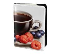 Funda de piel con diseño de rompecabezas de bola de color, para pasaporte, accesorios de equipaje, Café, fruta y chocolate, Talla única, Contemporáneo