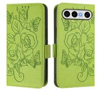 Funda de piel con diseño de rosas en relieve con bloqueo RFID, ranuras para tarjetas, soporte, correa de muñeca, cierre magnético, funda abatible a prueba de golpes para VIVO X300 FE/VIVO S50 Pro Mini