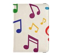 Funda de piel con diseño de símbolo musical de dibujos animados, color beige, funda decorativa para pasaporte, organizador de documentos de viaje, protector para tarjetas de identificación, vacunas,