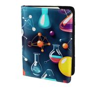 Funda de piel con estampado abstracto de ciencia química para pasaporte, para mujeres y hombres, cartera de viaje para pasaporte, Negro -, Talla única