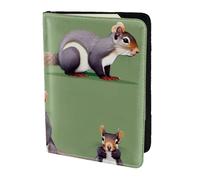 Funda de piel con estampado de ardilla roja para pasaporte, para mujeres y hombres, cartera de viaje para pasaporte, Negro -, Talla única