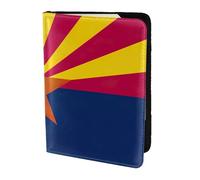 Funda de piel con estampado de bandera del estado de Arizona, accesorios de viaje, funda para pasaporte para mujeres y hombres, Negro -, Talla única