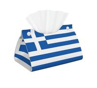 Funda de piel con estampado de bandera griega, organizador de pañuelos, adecuado para mesas de comedor, escritorios y salas de estar.