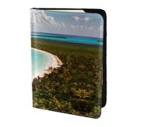 Funda de piel con estampado de isla de Cuba, accesorios de viaje, funda para pasaporte para mujeres y hombres, Negro -, Talla única