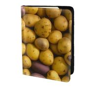 Funda de piel con estampado de muchas patatas para pasaporte, para mujeres y hombres, cartera de viaje para pasaporte, Negro -, Talla única