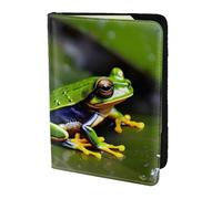 Funda de piel con estampado de ranas de árbol de la paz para pasaporte, para mujeres y hombres, cartera de viaje para pasaporte, Negro -, Talla única