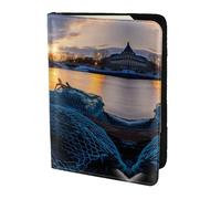 Funda de piel con estampado de red de pesca, accesorios de viaje, funda para pasaporte para mujeres y hombres, Negro -, Talla única