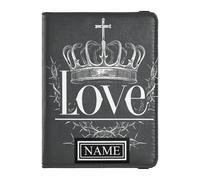 Funda de piel con nombre personalizado para pasaporte, cartera de gran capacidad, dinero y tarjetas, para viajes familiares, accesorios imprescindibles, corona, espinas, estilo amor