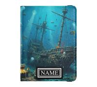 Funda de piel con nombre personalizado para pasaporte, impermeable, para dinero y tarjetas, para hombre, documento de viaje, naufragio antiguo