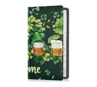 Funda de piel de alta calidad para registro de automóvil y tarjeta de seguro para hombres y mujeres, funda esencial para documentos, tarjetas, licencia de San Patricio Gnomo de bienvenida, Bienvenido