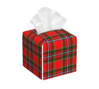 Funda de Piel de Alta Gama Cuadrada para Caja de pañuelos Clan Drummond Tartan, Soporte cúbico para Caja de pañuelos, para Mesa