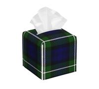 Funda de Piel de Alta Gama Cuadrada para Caja de pañuelos Clan Forbes Tartan, Soporte cúbico para Caja de pañuelos, para Mesa