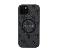 Funda de piel negra Guess 4G para Magsafe Galaxy S24