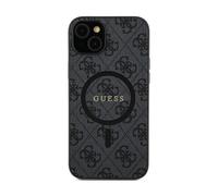 Funda de piel negra Guess 4G para Magsafe Galaxy S24 Plus