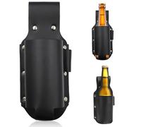 Funda de Piel para Botellas de Cerveza, Funda de Cerveza para Refrescos, Funda de Cerveza, Cinturón Portabotellas, Cervezas Latas de Bebidas pour le Camping, la Pêche et le Barbecue (Noir)