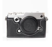 Funda de piel para cámara de media envoltura vintage, hecha a mano, adecuada para Olympus Pen-F M43 (negro)