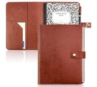 Funda de piel para cuaderno de composición de 9 3/4 x 7 1/2 pulgadas, color marrón con libro de composición B5, 100 hojas, vintage, rústico, envejecido, de cuero envejecido, para escuela, oficina