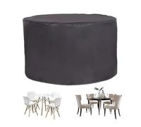 Funda de piel para exteriores, redonda, impermeable, protector de piel de buey 420D, resistente al invierno, se adapta a juegos de mesa y sillas, resistente al viento y a los rayos UV