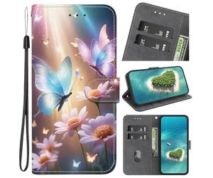 Funda de piel para Infinix Hot 50 4G, a prueba de golpes, con función atril, cierre magnético con ranuras para tarjetas y soporte para Infinix Hot 50 4G, diseño de mariposas y flores