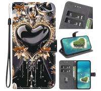 Funda de piel para Infinix Zero 40 4G/5G, funda protectora para teléfono móvil, funda de piel con ranuras para tarjetas, antigolpes, funda plegable para Infinix Zero 40 4G/5G, oro negro amor