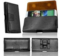 Funda de piel para Lenovo Vibe S1, hecha a mano, de lujo, se fija de forma segura a tu cinturón con dos trabillas y un clip, fuerte imán doble, interior de microfibra suave, color negro