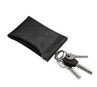 Funda de piel para llaves de coche, mini cartera, cartera suave, cartera con llavero, bolsa de llaves, funda para llaves vintage, funda para llaves para hombre y mujer, 11,5 cm x 8,5 cm, Negro