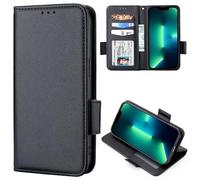 Funda de piel para Motorola Moto E15/G05, Moto E15/G05, funda tipo cartera con función atril, cierre magnético con ranuras para tarjetas y soporte para Motorola Moto E15/G05, color negro
