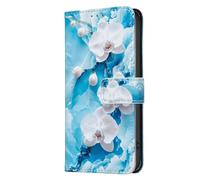 Funda de piel para Motorola Moto G35 funda flip, funda para Motorola Moto G35 Book Case PU Cuero Case Funda con tarjetero Soporte y Magnético Funda Bumper Flor Azul