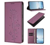 Funda de piel para Motorola Moto G55 5G, funda para teléfono móvil con ranuras para tarjetas, cierre magnético, protección completa, rascador, piel, funda para teléfono móvil, color lila