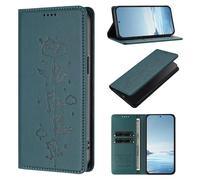 Funda de piel para Motorola Moto G55 5G, funda para teléfono móvil con ranuras para tarjetas, cierre magnético, protección completa, rascador, piel, funda para teléfono móvil, color verde