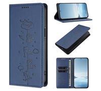 Funda de piel para Motorola Moto G55 5G, funda para teléfono móvil con ranuras para tarjetas, cierre magnético, protección completa, rascador, piel, funda para teléfono móvil, color azul oscuro