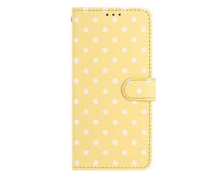 Funda de piel para Nokia C22 con tapa, diseño de puntos de onda, funda de piel sintética con ranuras para tarjetas, compatible con Nokia C22, amarillo