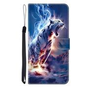 Funda de piel para Nokia G22 Funda Flip Resistente a los Golpes Funda Plegable Premium Flores Cuero Tarjetero Soporte Funda Protectora Funda Plegable para Nokia G22 Tigre Blanco
