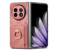 Funda de piel para Oppo Find N5, cartera para teléfono móvil, anillo ultrafino, soporte, tarjetero, protector de cámara, a prueba de golpes, rosa, Find N5