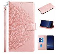 Funda de piel para OPPO Reno 14 Pro 5G, con diseño de árbol, piel sintética, con ranuras para tarjetas, para OPPO Reno 14 Pro 5G, color oro rosa