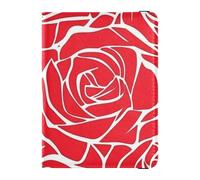 Funda de piel para pasaporte, cartera para tarjetas de vacunación, organizador de documentos, accesorios ultra delgados, diseño de rosas rojas, Dibujo de líneas de rosas rojas, 1 size
