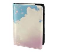 Funda de piel para pasaporte, color negro, con reflejo de luz de fuego, accesorios de equipaje, Pájaros volando bajo nubes blancas, Talla única, Contemporáneo
